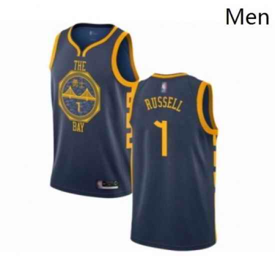 Mens Golden State Warriors 1 DAngelo Russell Authentic Navy Blue Basketball Jersey City Edition